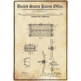 Schild Motiv "Design for a beer keg" Bierfass 20 x 30 cm 