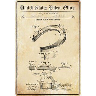 Schild Motiv "Design for a horse shoe" Hufeisen 20 x 30 cm