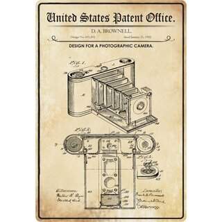 Schild Motiv "Design for a photographic camera" Fotoapparat 20 x 30 cm