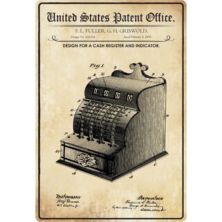 Schild Motiv "Design for a cash register and indicator" 20 x 30 cm