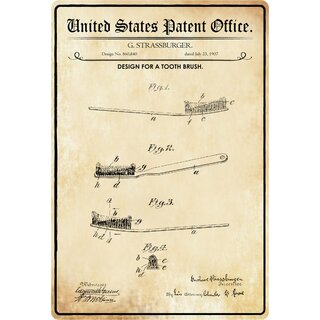 Schild Motiv "Design for a tooth brush" Zahnbürste 20 x 30 cm