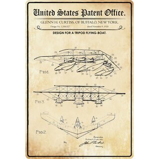 Schild Motiv "Design for a tripod flying-boat" 20 x 30 cm