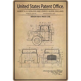 Schild Motiv "Design for a truck cab" LKW-Kabine 20 x 30 cm