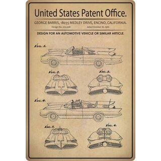 Schild Motiv "Design for an automotive vehicle or similar article" KFZ 20 x 30 cm