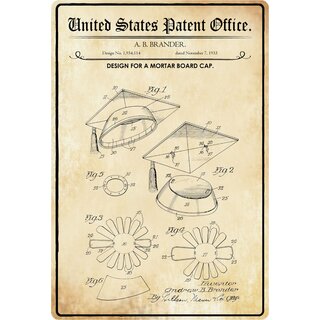 Schild Motiv "Design for a mortar board cap" Doktorhut 20 x 30 cm