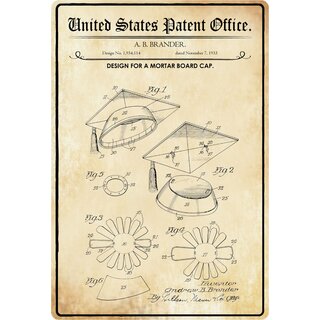 Schild Motiv "Design for a mortar board cap" Doktorhut 20 x 30 cm 