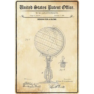 Schild Motiv "Design for a globe" Erdkugel 20 x 30 cm