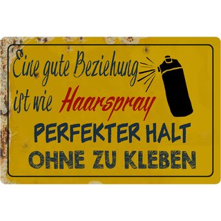 Schild Spruch "Beziehung wie Haarspray, perfekter Halt" 20 x 30 cm 