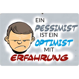 Schild Spruch "Pessimist ist ein Optimist mit Erfahrung" 20 x 30 cm 