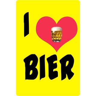 Schild Spruch "I love Bier" 20 x 30 cm  gelb