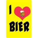Schild Spruch "I love Bier" 20 x 30 cm  gelb