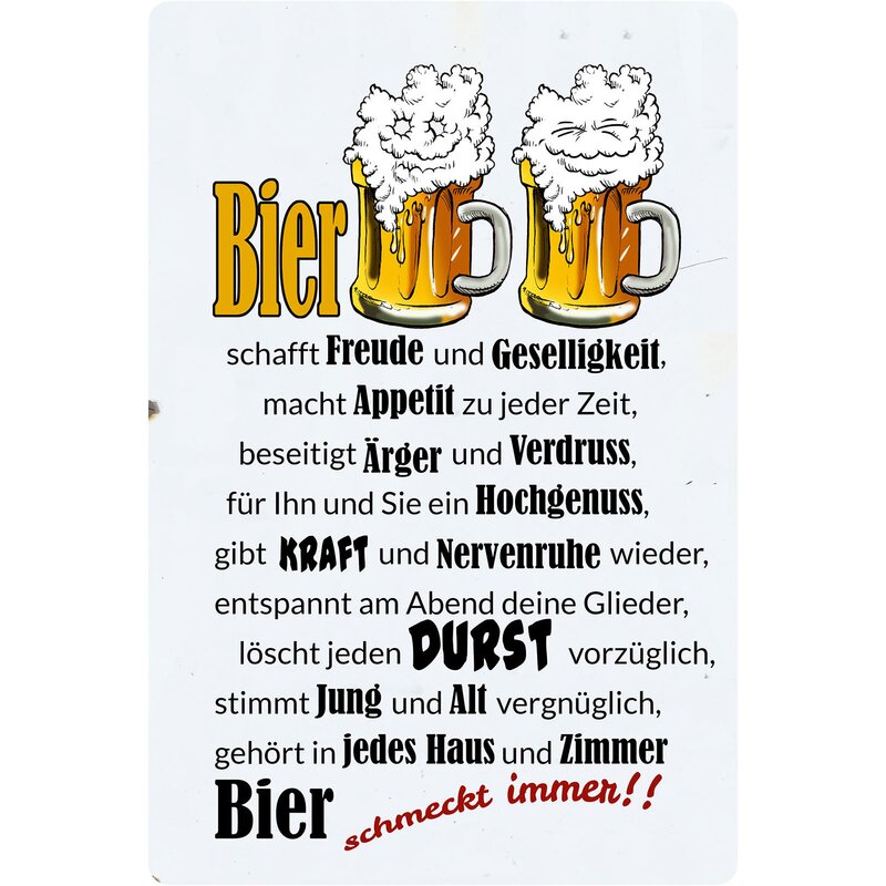 Blechschild Schild 20x30cm Hurra Bier Brauerei tinken feiern Spruch lustig