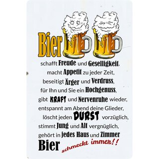 reklame blechschild Bier hats in sich: Nährwerte von Bier lustig nahrung 