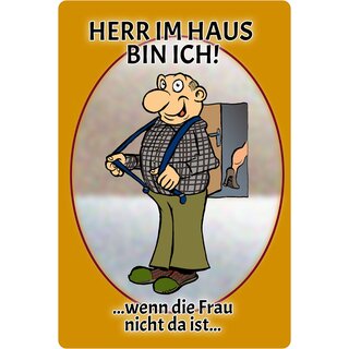 Schild Spruch "Herr im Haus wenn Frau nicht da ist" 20 x 30 cm