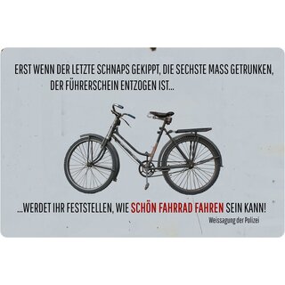 Schild Spruch "Wie schön Fahrrad fahren sein kann" 20 x 30 cm 