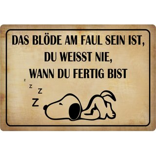 Schild Spruch "Das Blöde am Faul sein" 20 x 30 cm
