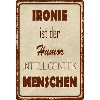 Schild Spruch "Ironie ist Humor intelligenter Menschen" 20 x 30 cm
