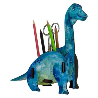 Werkhaus Stiftebox Dinosaurier Brachiosaurus blau