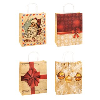 TSI 12er Pack Geschenktüte Weihnachten Serie 4 groß Kraftpapier ca. 26 x 13,5 x 32 cm