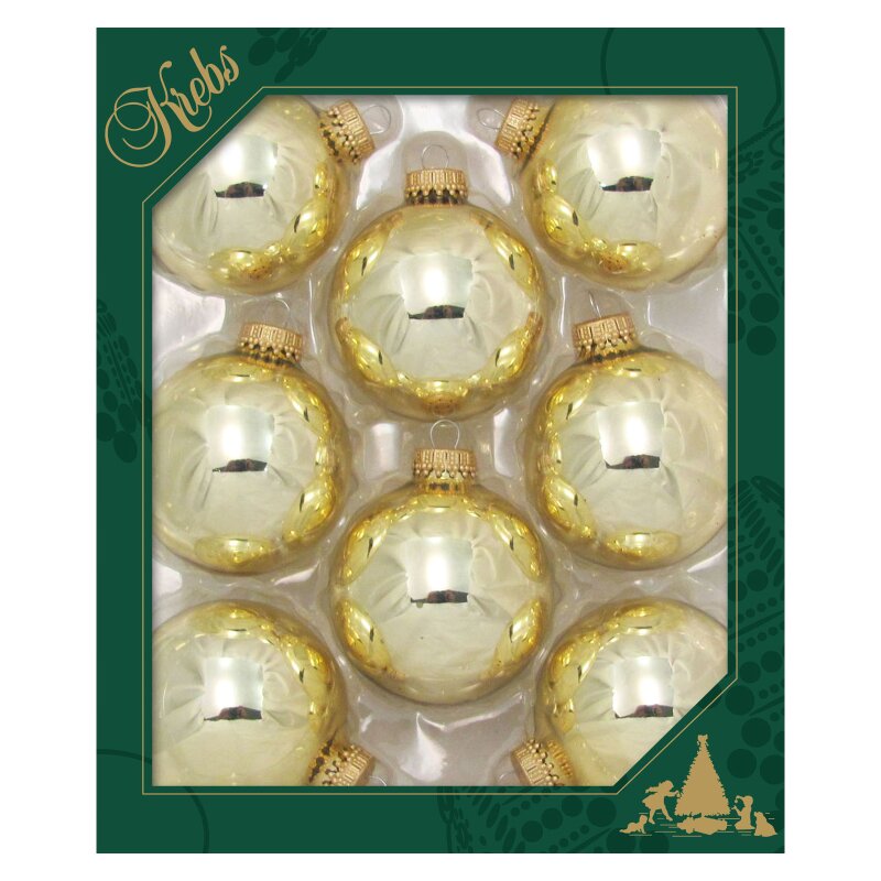 Krebs Ø 7 Seidengold glänzend Weihnachtskugeln 8 cm Lauscha Stück/Set, Glas