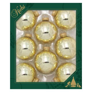 Krebs Glas Lauscha Weihnachtskugeln Seidengold glänzend 8 Stück/Set, Ø 7 cm