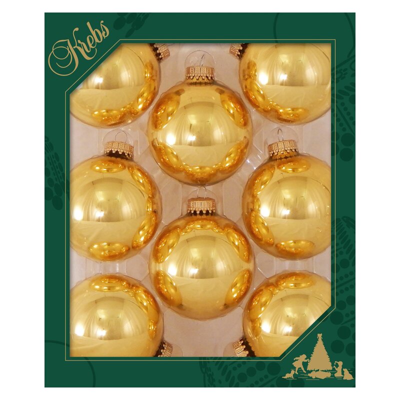 Krebs Glas Lauscha Weihnachtskugeln Gold glänzend 8 Stück/Set, Ø 7 cm