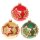 Krebs Glas Lauscha Weihnachtskugeln Rot Gold Grün mit Sternen 3 Stück/Set, Ø 8 cm