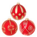 Krebs Glas Lauscha Weihnachtskugeln Rot mit Ornamenten 3...