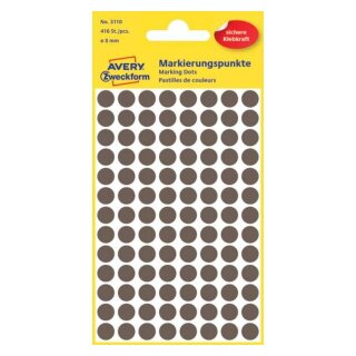 Avery Zweckform® 3110 Markierungspunkte - Ø 8 mm, 4 Blatt/416 Etiketten, taupe