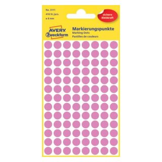 Avery Zweckform® 3111 Markierungspunkte - Ø 8 mm, 4 Blatt/416 Etiketten, rose
