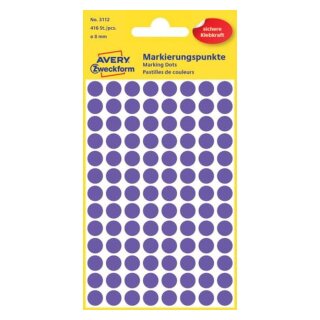 Avery Zweckform® 3112 Markierungspunkte - Ø 8 mm, 4 Blatt/416 Etiketten, violett