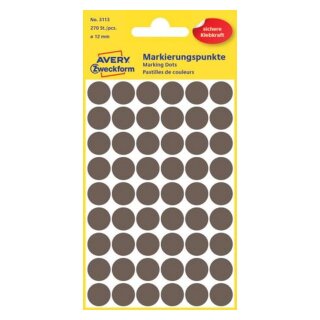 Avery Zweckform® 3113 Markierungspunkte - Ø 12 mm, 5 Blatt/270 Etiketten, taupe