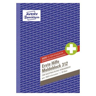Avery Zweckform® 312 Meldeblock Erste Hilfe - A5, 50 Blatt