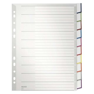 Leitz 4370 Register - PP, blanko, A4 Überbreite, 10 Blatt, grau