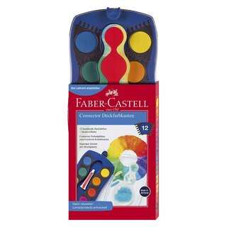 Faber-Castell CONNECTOR Farbkasten - 12 Farben, inkl. Deckweiß, blau