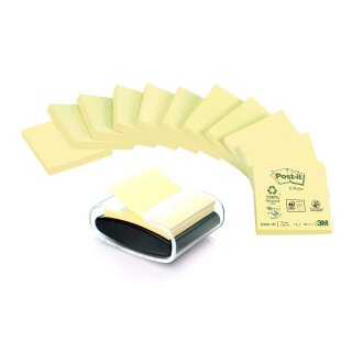 Post-it® Haftnotizspender für  Z-Notes, gefüllt, schwarz/transparent + 12 Block