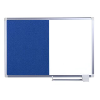 BI-OFFICE Kombitafel - 90 x 60 cm, Schreib- und Filztafel, blau/weiß