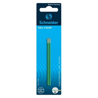 SCHNEIDER Kugelschreibermine Take 4 Refill - M, grün (dokumentenecht), 2 Stück