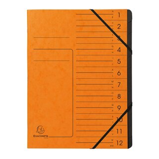 EXACOMPTA Ordnungsmappe - 12 Fächer, A4, Karton, orange