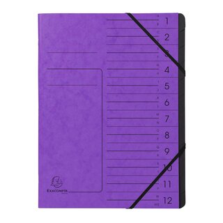 EXACOMPTA Ordnungsmappe - 12 Fächer, A4, Karton, violett