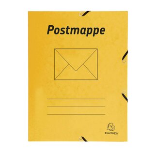 EXACOMPTA Sammelmappe Postmappe - A4, 425 g/qm, Gummizug, 3 Klappen, gelb