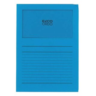 ELCO Sichtmappen Ordo classico - blau, 120g, 10 Stück, Sichtfenster und Linien