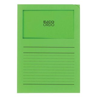 ELCO Sichtmappen Ordo classico - grün, 120g, 10 Stück, Sichtfenster und Linien