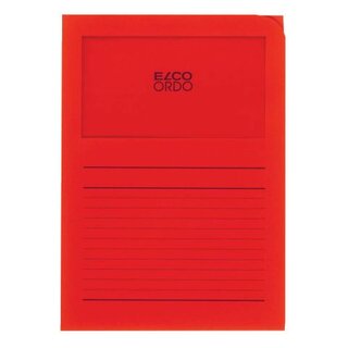 ELCO Sichtmappen Ordo classico - rot, 120g, 10 Stück, Sichtfenster und Linien