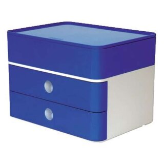 HAN SMART-BOX PLUS ALLISON Schubladenbox mit Utensilienbox - stapelbar, 2 Laden, snow white/royal blue