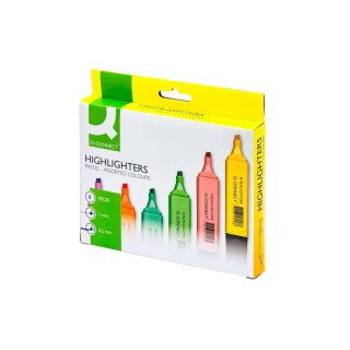 Q-Connect® Textmarker - ca. 2 - 5 mm, pastell sortiert, Etui mit 6 Farben