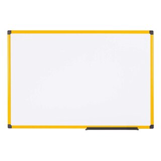 BI-OFFICE Whiteboard Ultrabrite - 90 x 60 cm, emailliert, gelber Aluminiumrahmen, weiß