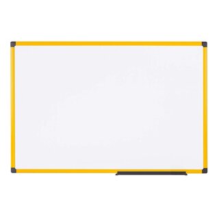 BI-OFFICE Whiteboard Ultrabrite - 90 x 60 cm, lackierter Stahl, gelber Aluminiumrahmen, weiß
