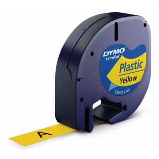 Dymo® Schriftbandkassetten Kunststoff laminiert - 12 mm x 4 m, schwarz auf gelb