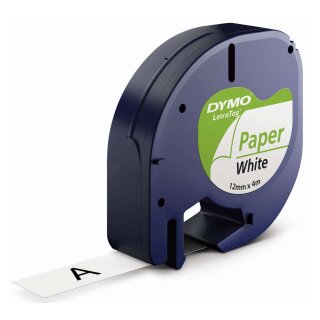 Dymo® Schriftbandkassetten Papier - 12 mm x 4 m, schwarz/weiß